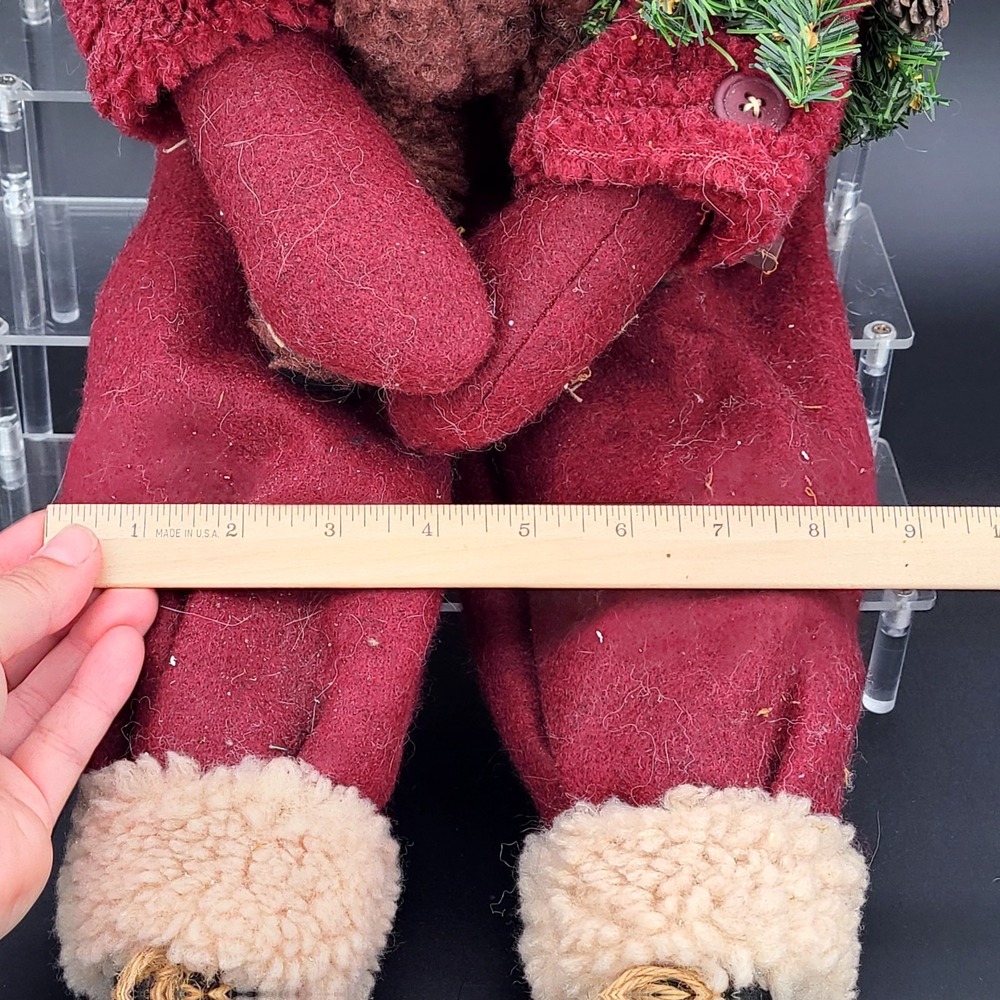 Primitive Cloth 28" Santa Claus & Teddy Bear Soft Christmas Figure, Shelf Sitter - Picture 5 of 13